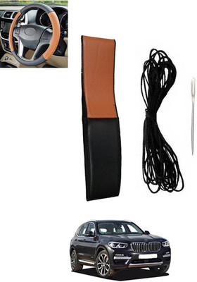 monolive Hand Stiched Steering Cover For BMW X3(Tan, Black, Leatherite)