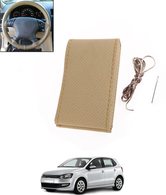 MSNP Hand Stiched Steering Cover For Volkswagen Polo(Beige, Leatherite)