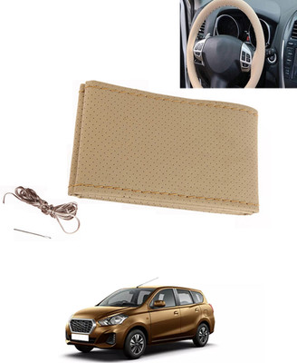 MATIES Hand Stiched Steering Cover For Datsun Universal For Car(Beige, Leatherite)