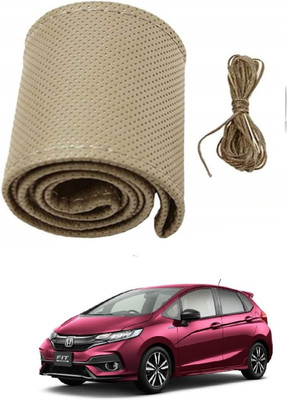 Arnejaa Hand Stiched Steering Cover For Honda Jazz(Grey, Leather)