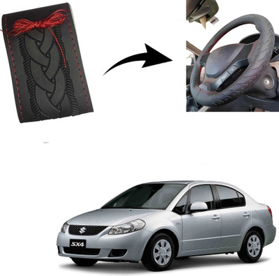 Autoinnovation Hand Stiched Steering Cover For Maruti SX4(Black, Leather)