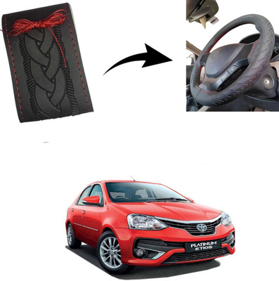 Autoinnovation Hand Stiched Steering Cover For Toyota Etios(Black, Leather)