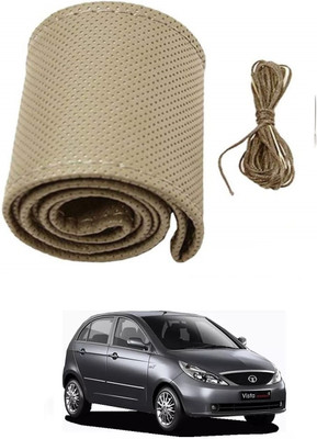 ARNEJA Hand Stiched Steering Cover For Tata Indica Vista(Beige, Leather)