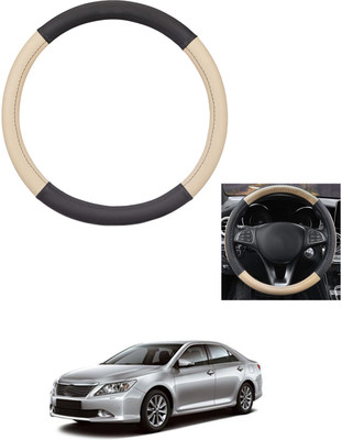 MATIES Steering Cover For Toyota Camry(Beige/Black, Leather)