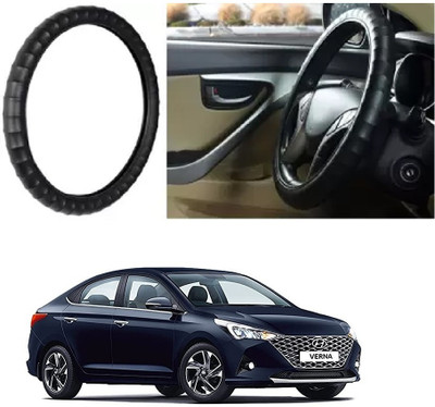 Shubh Auto Hand Stiched Steering Cover For Hyundai Fluidic Verna(Black, Leatherite)