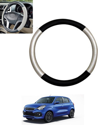 monolive Hand Stiched Steering Cover For Universal For Car Celerio(Silver/Black, Leatherite)