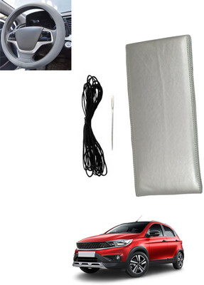 MSNP Hand Stiched Steering Cover For Tata Universal For Car(Silver, Leatherite)