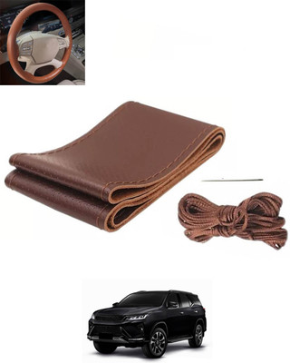 RKPSP Hand Stiched Steering Cover For Renault Fluence(Brown, Leatherite)