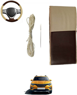 monolive Hand Stiched Steering Cover For Renault Universal For Car(Brown/Beige, Leatherite)