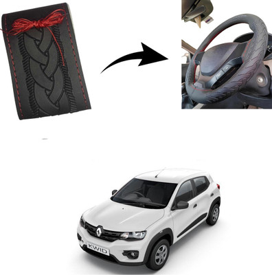Autoinnovation Hand Stiched Steering Cover For Renault Kwid(Black, Leather)