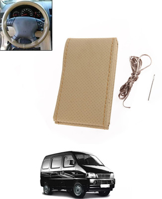 monolive Hand Stiched Steering Cover For Universal For Car Versa(Beige, Leatherite)