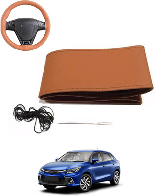 MATIES Hand Stiched Steering Cover For Toyota Universal For Car(Tan, Leatherite)