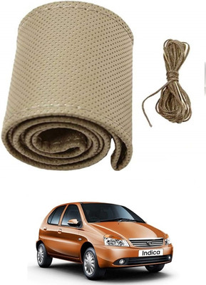 ARNEJA Hand Stiched Steering Cover For Tata Indica(Beige, Leather)