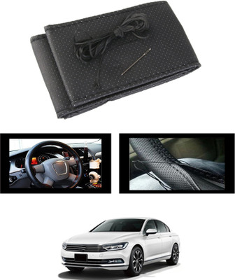 MSNP Hand Stiched Steering Cover For Volkswagen Polo GT(Black, Leatherite)
