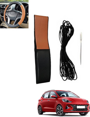 MSNP Hand Stiched Steering Cover For Hyundai Universal For Car(Tan, Black, Leatherite)