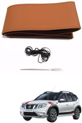 RKPSP Hand Stiched Steering Cover For Universal For Car Terrano(Tan, Leatherite)