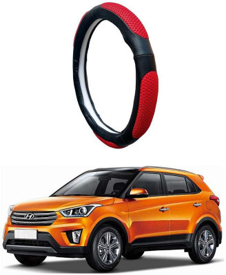 AUTO PEARL Steering Cover For Hyundai Creta(Black Red, Leatherite)