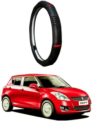 AUTO PEARL Steering Cover For Maruti Swift(Diamond Black Red, Leatherite)