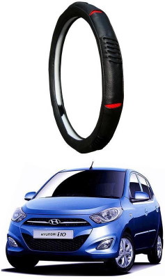 AUTO PEARL Steering Cover For Hyundai i10(Diamond Black Red, Leatherite)