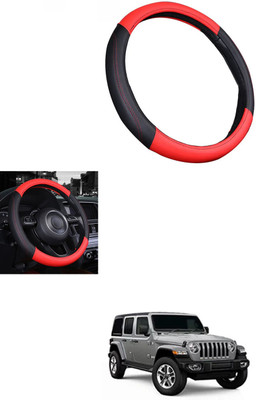 MATIES Steering Cover For Universal For Car Universal For Car(Red/Black, Leather)