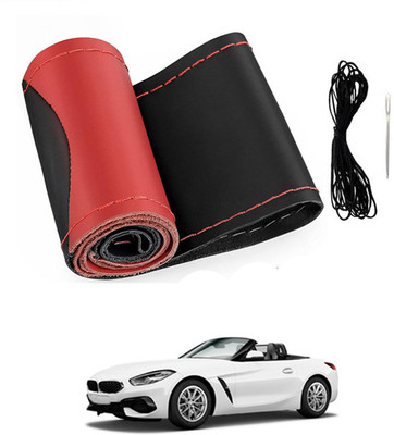 ABJD Hand Stiched Steering Cover For Skoda Z4(Red, Black, Leatherite)