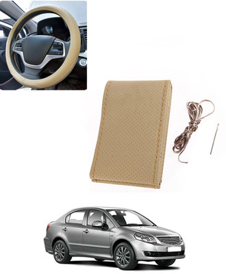 AYW Hand Stiched Steering Cover For Universal For Car SX4(Beige, Leatherite)