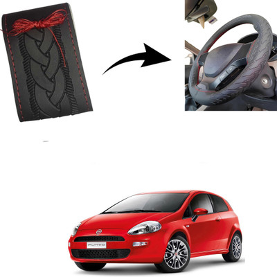 Autoinnovation Hand Stiched Steering Cover For Fiat Punto(Black, Leather)