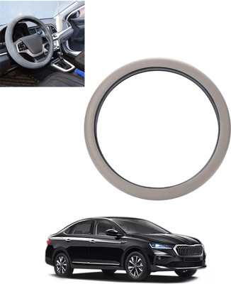 monolive Hand Stiched Steering Cover For Skoda Universal For Car(Silver, Leatherite)