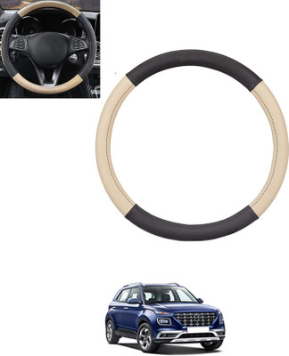 ABJD Steering Cover For Hyundai Universal For Car(Beige, Black, Leatherite)