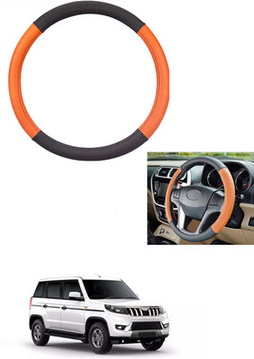 MATIES Steering Cover For Mahindra Universal For Car(Tan/Black, Leather)