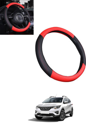 MATIES Steering Cover For Renault Universal For Car(Red/Black, Leatherite)