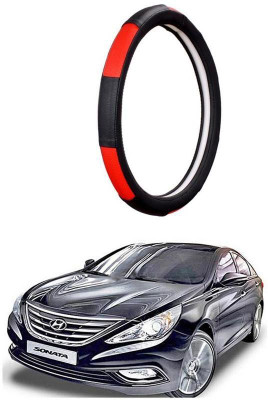 AUTO PEARL Steering Cover For Hyundai Sonata Fluidic(Gold Blaze Black and Red, Leatherite)