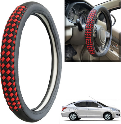 PEEPS STORE Steering Cover For Nissan Sunny(Black, Leatherite)