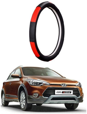 AUTO PEARL Steering Cover For Hyundai i20(Gold Blaze Black and Red, Leatherite)