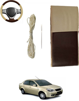 MATIES Hand Stiched Steering Cover For Ford Universal For Car(Beige/Brown, Leatherite)