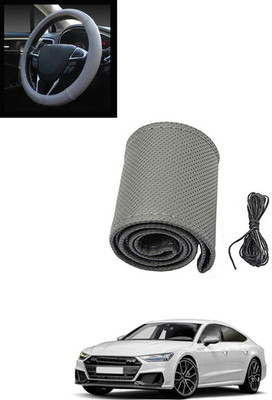 MATIES Hand Stiched Steering Cover For Audi S7(Grey, Leatherite)