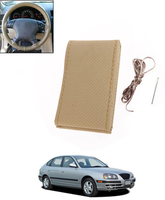 monolive Hand Stiched Steering Cover For Hyundai Elantra(Beige, Leatherite)