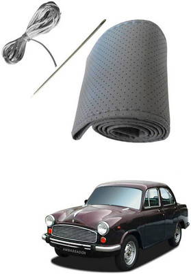 RKPSP Hand Stiched Steering Cover For Universal For Car Ambassador(Grey, Leatherite)