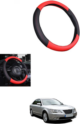 MATIES Steering Cover For Hyundai Elantra(Red/Black, Leather)