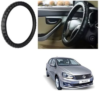 OOLTAH PAHIYA Hand Stiched Steering Cover For Volkswagen Vento(Black, Leatherite)