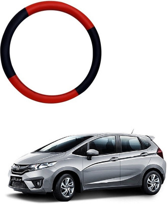 SPREADX Steering Cover For Honda Jazz(Red, Black, Leatherite)
