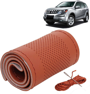 Kingsway Hand Stiched Steering Cover For Mahindra XUV 500(Tan Color with Tan Thread, Leatherite)