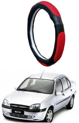 AUTO PEARL Steering Cover For Ford Ikon(Black Red, Leatherite)