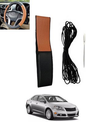 RKPSP Hand Stiched Steering Cover For Universal For Car Kizashi(Tan, Black, Leatherite)
