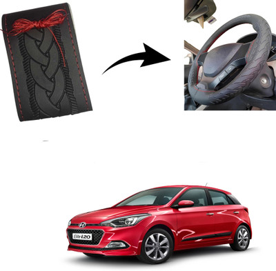 Autoinnovation Hand Stiched Steering Cover For Hyundai Elite i20(Black, Leather)