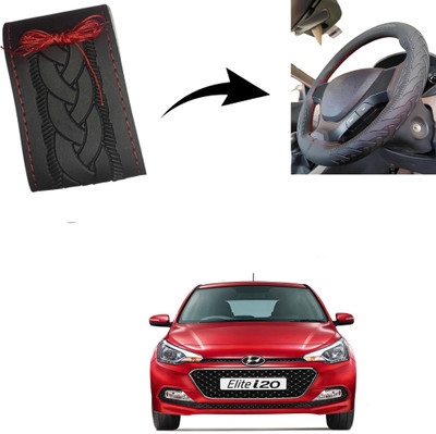 Autoinnovation Hand Stiched Steering Cover For Hyundai Elite i20(Black, Leather)