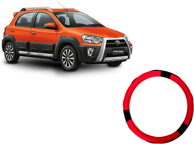 HOTRENZ Steering Cover For Toyota Etios Cross(Red,Black, Leatherite)