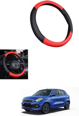 MATIES Steering Cover For Universal For Car Celerio(Red/Black, Leather)