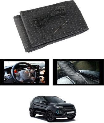 MSNP Hand Stiched Steering Cover For Tata Universal For Car(Black, Leatherite)