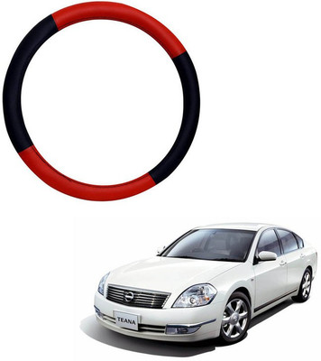 RKPSP Hand Stiched Steering Cover For Universal For Car Teana(Red/Black, Leatherite)
